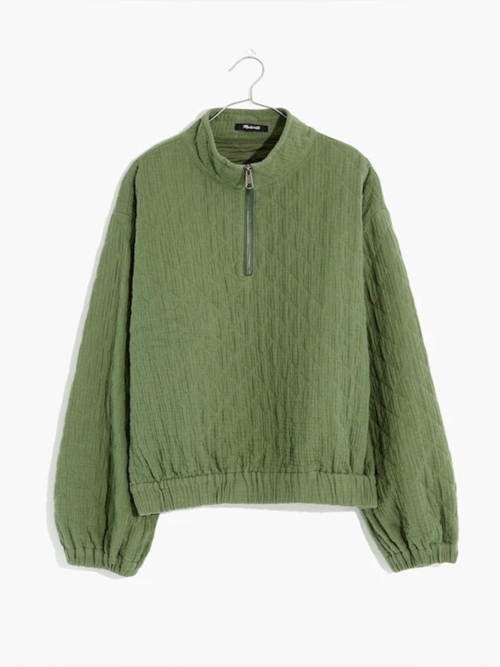 Madewell Diamond Jacquard Half-Zip Pullover Top in Faded Palm women’s medium